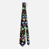 Boho Blume Muster B01.b Black BG Krawatte (Vorderseite)
