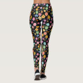 Boho Blume Muster B01.b Black BG Leggings (Rückseite)