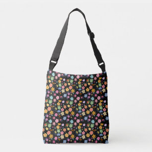 Boho Blume Muster B01.b Black BG Tragetaschen Mit Langen Trägern