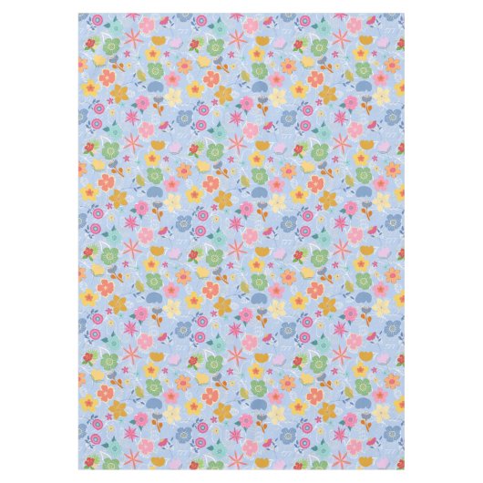 Boho Blume Muster B01.w Lblue BG Tischdecke (Vorderseite)