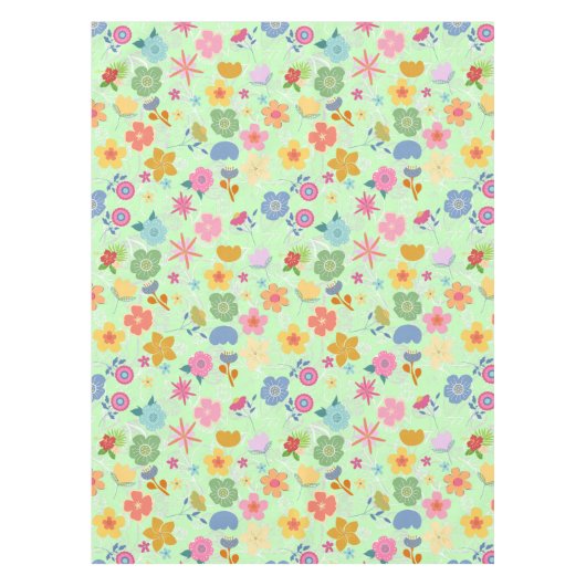 Boho Blume Muster B01.w LGreen BG Tischdecke (Vorderseite)
