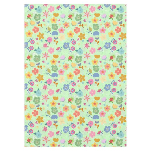 Boho Blume Muster B01.w LGreen BG Tischdecke (Vorderseite)