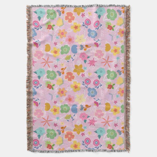 Boho Blume Muster B01.w LPink BG Decke (Vorderseite Vertikal)