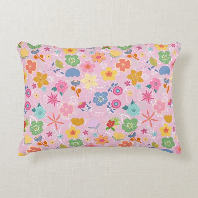 Boho Blume Muster B01.w LPink BG Dekokissen (Vorderseite)