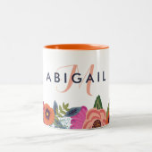 Boho Blume - Name und Monogramm Zweifarbige Tasse (Mittel)