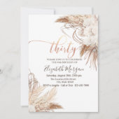 Boho Blume Pampas Grass 30. Geburtstag Einladung (Vorderseite)