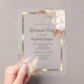Boho Blume Pampas Grass Gold Frame Retirement Acryleinladungen (Insitu (Handheld))