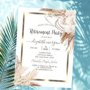 Boho Blume Pampas Grass Gold Frame Retirement Einladung