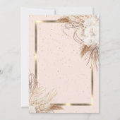 Boho Blume Pampas Grass Gold Frame Retirement Einladung (Rückseite)