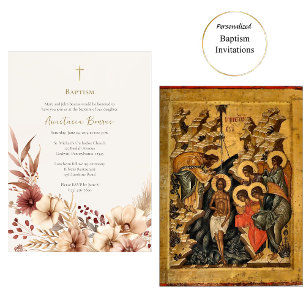 Boho Blume Pampas Grass Orthodoxe Taufe Einladung