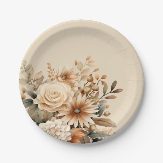 Boho Blume Pappteller (Vorderseite)