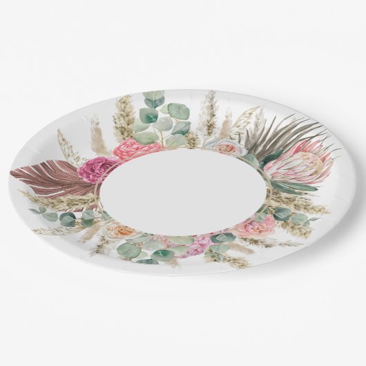 Boho Blume Party Teller (Schrägansicht)