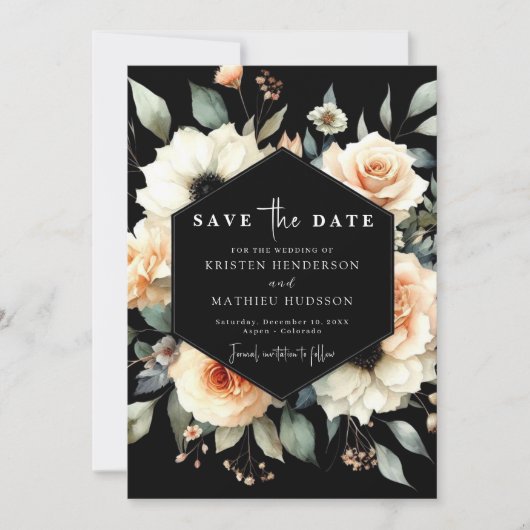 Boho Blume Peach Wedding Save The Date (Vorderseite)