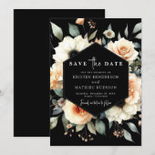 Boho Blume Peach Wedding Save The Date (Vorne/Hinten)