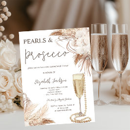 Boho Blume Pearls Prosecco Brautparty Einladung