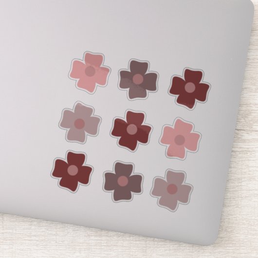 Boho Blume Pink Earthy Tonaufkleber Aufkleber (Detail)