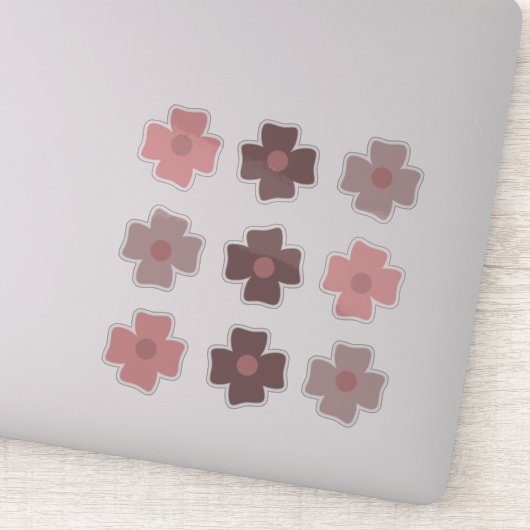 Boho Blume Pink Earthy Tones Aufkleber (Detail)