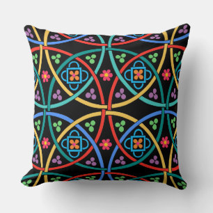 Boho Blume Power auf Black Kissen