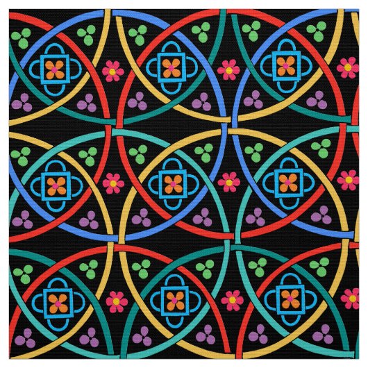 Boho Blume Power auf Black Stoff (Muster)