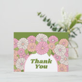 Boho Blume - Rosa, Grün, Korallen Dankeskarte (Stehend Vorderseite)