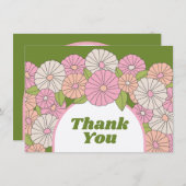 Boho Blume - Rosa, Grün, Korallen Dankeskarte (Vorne/Hinten)