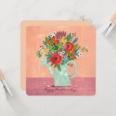 Boho Blume rosa Illustration Karte (Vorderseite/Rückseite Beispiel)