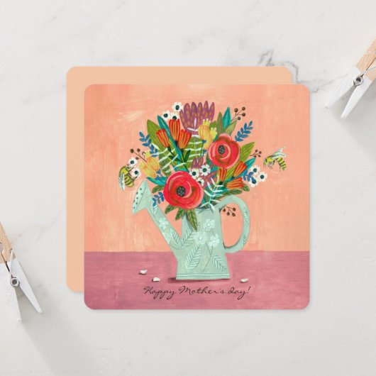 Boho Blume rosa Illustration Karte (Vorderseite/Rückseite Beispiel)