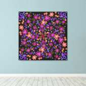 Boho Blume Rosa, Koralle und Lila schön Leinwanddruck (Insitu (Holzboden))