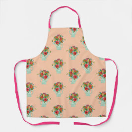 Boho Blume rosa Muster Schürze