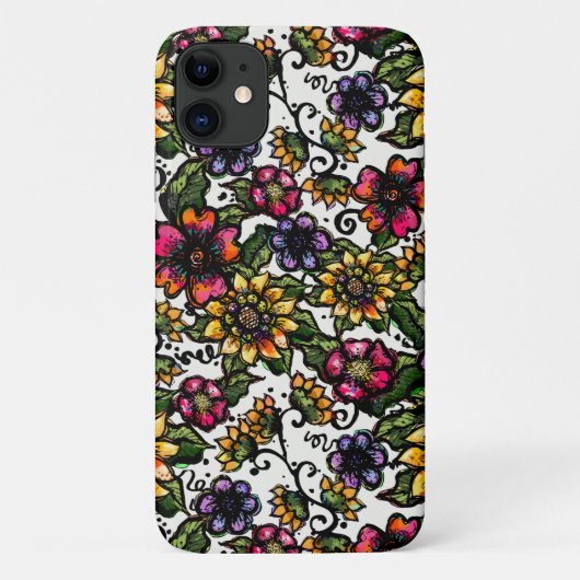 Boho Blume | Rosa und gelbe Blüten Case-Mate iPhone Hülle (Rückseite)