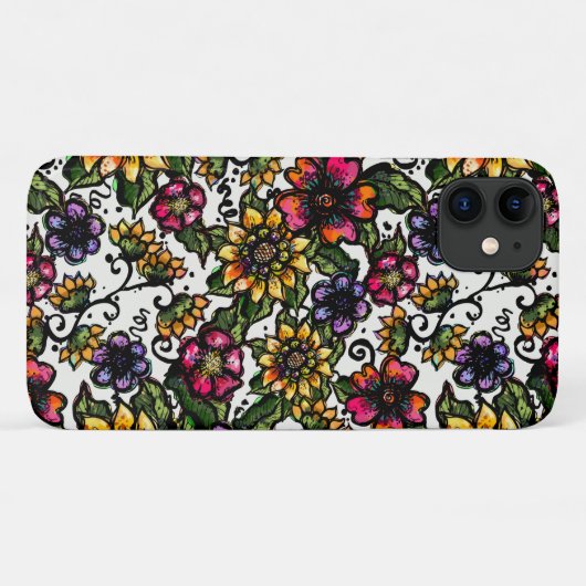 Boho Blume | Rosa und gelbe Blüten Case-Mate iPhone Hülle (Rückseite (Horizontal))