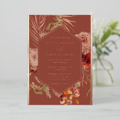 Boho Blume Rose Gold Foil Wedding Folieneinladung (Stehend vorne)