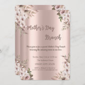 Boho Blume Rose Gold Muttertag Brunch Einladung (Vorne/Hinten)