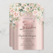 Boho Blume Rose Rose Gold 35. Geburtstag Einladung (Vorne/Hinten)