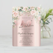 Boho Blume Rose Rose Gold 40. Geburtstag Einladung (Stehend Vorderseite)