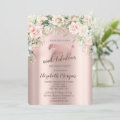 Boho Blume Rose Rose Gold 70. Geburtstag Einladung (Stehend Vorderseite)