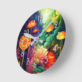 Boho Blume Runde Wanduhr (Winkel)