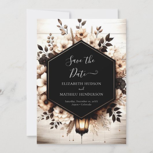 Boho Blume rustikale Hochzeit Save The Date (Vorderseite)