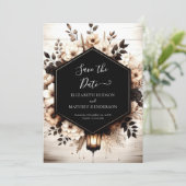 Boho Blume rustikale Hochzeit Save The Date (Stehend Vorderseite)