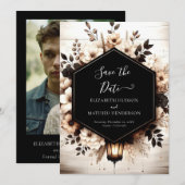 Boho Blume rustikale Hochzeit Save The Date (Vorne/Hinten)