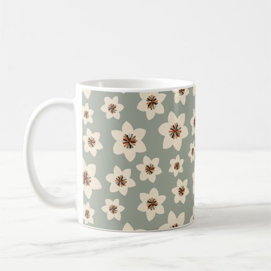 Boho Blume - Salbei, grüner Hintergrund Kaffeetasse (Links)