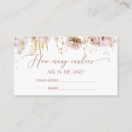 Boho Blume schätzen wie viele Bonbons-Karten Begleitkarte (Vorderseite)