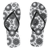 Boho Blume Schwarz-Weiß-Vektorblumenmuster Badesandalen (Fußbett)