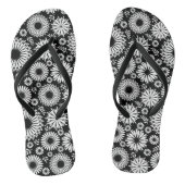 Boho Blume Schwarz-Weiß-Vektorblumenmuster Badesandalen (Fußbett)