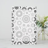Boho Blume Schwarz-Weiß-Vektorblumenmuster Briefpapier (Stehend Vorderseite)