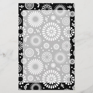 Boho Blume Schwarz-Weiß-Vektorblumenmuster Briefpapier