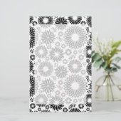 Boho Blume Schwarz-Weiß-Vektorblumenmuster Briefpapier (Stehend Vorderseite)