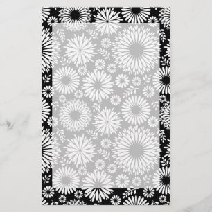 Boho Blume Schwarz-Weiß-Vektorblumenmuster Briefpapier