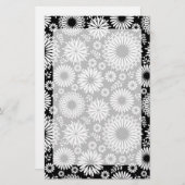 Boho Blume Schwarz-Weiß-Vektorblumenmuster Briefpapier (Vorne/Hinten)
