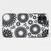 Boho Blume Schwarz-Weiß-Vektorblumenmuster Case-Mate iPhone Hülle (Rückseite (Horizontal))